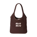 Miu Miu Woven Shopping Bag Cocoa/Chalk