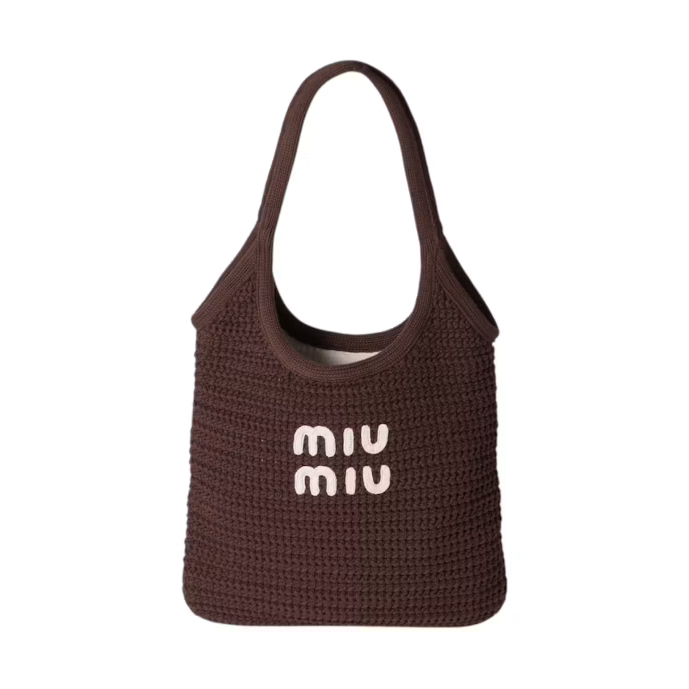 Miu Miu Woven Shopping Bag Cocoa/Chalk