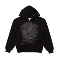 Sp5der OG Web Studded Zip Hoodie Black