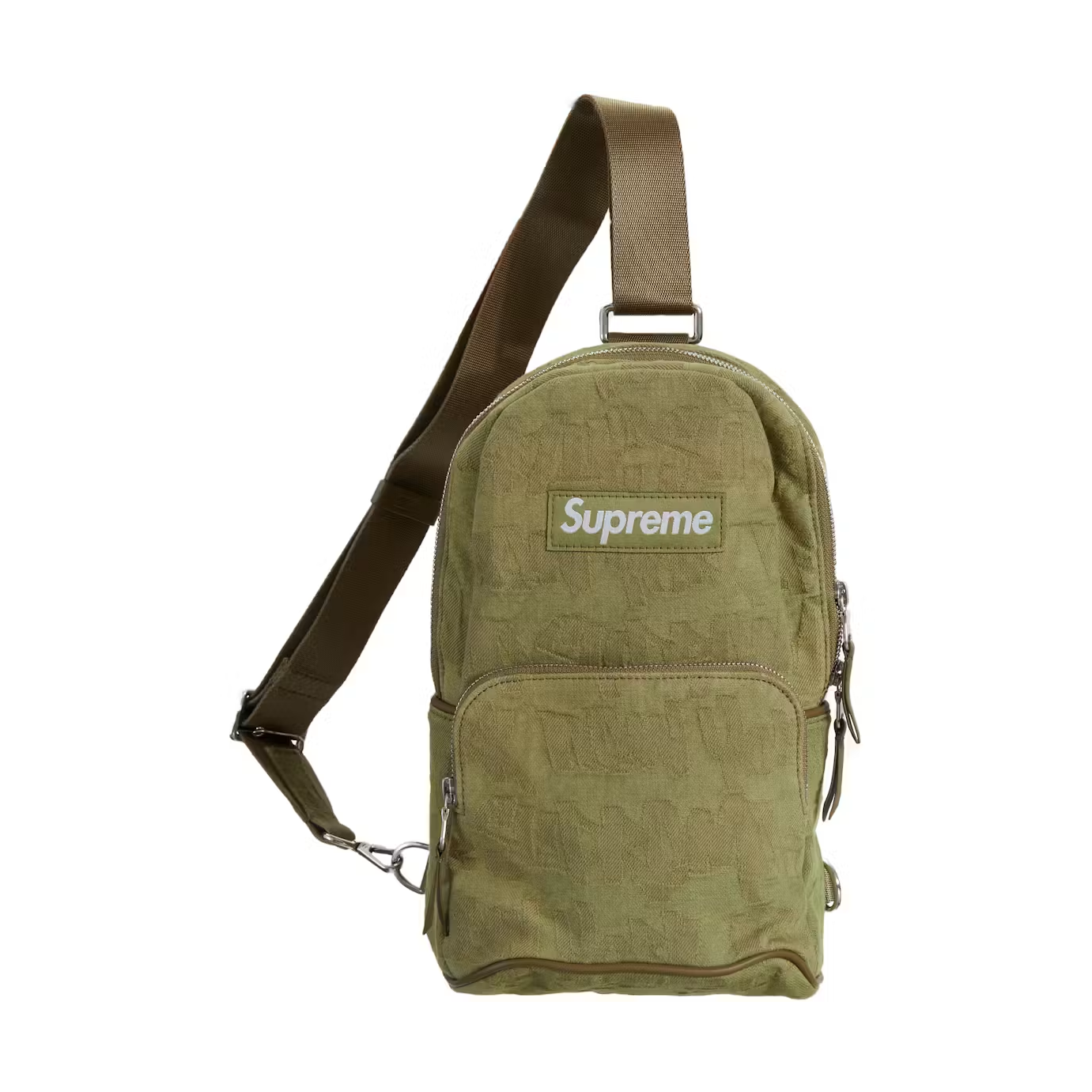 Supreme Fat Tip Jacquard Denim Sling Bag Olive