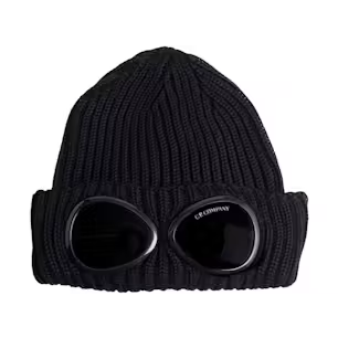 C.P. Company Cotton Goggle Beanie Black