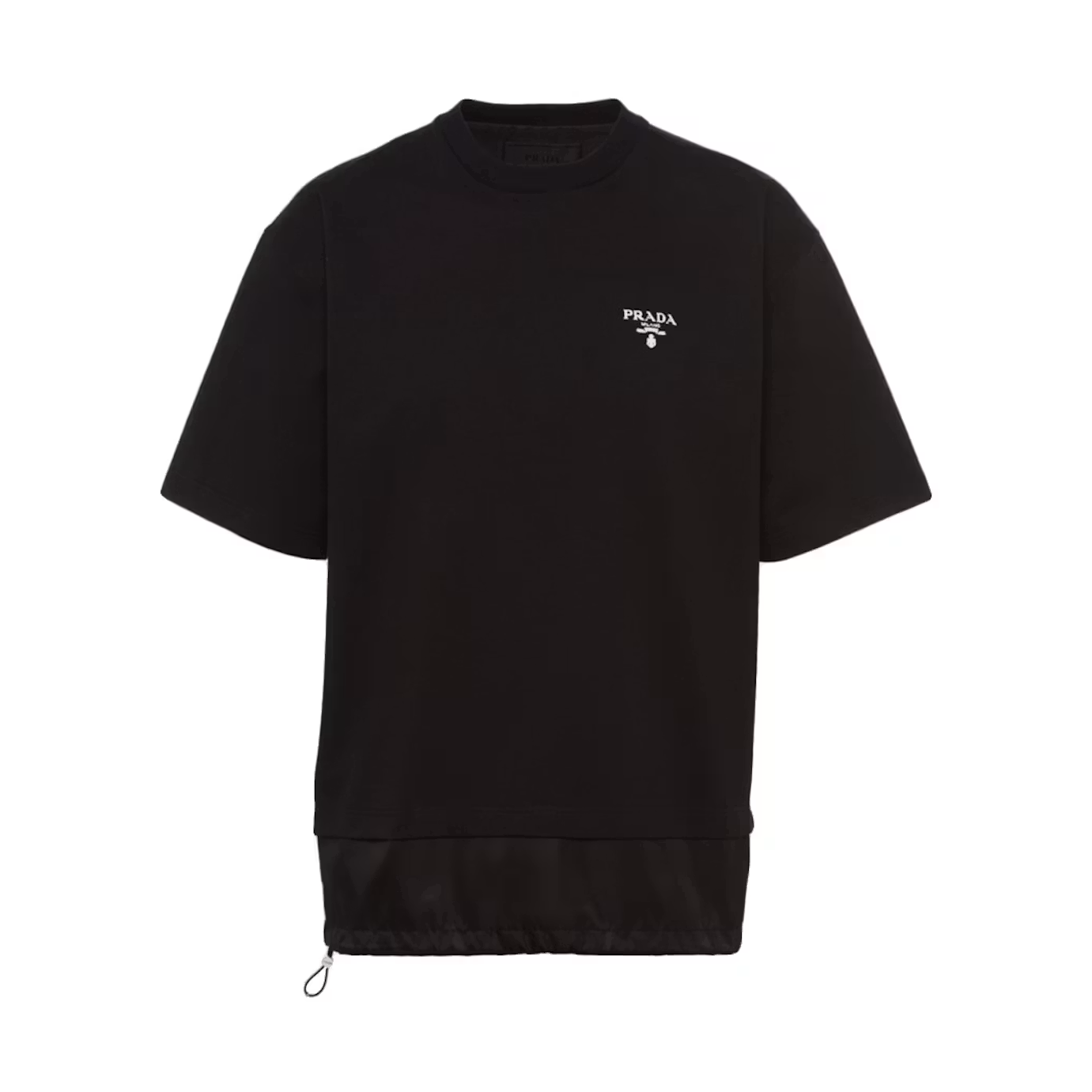 Prada Cotton Nylon Detail Boxy Cut T-shirt Black/White